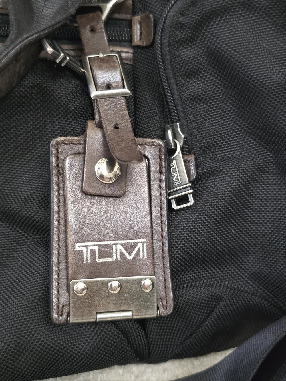 Tumi Black and Brown Travel Brief with Leather Trim